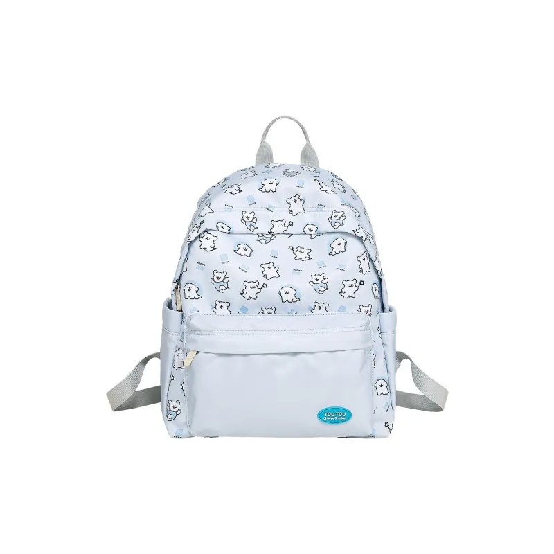 TOUTOU Maltese Collaboration Fabric Backpack Large Size Women's Cream Yellow/Sea Salt Blue-8