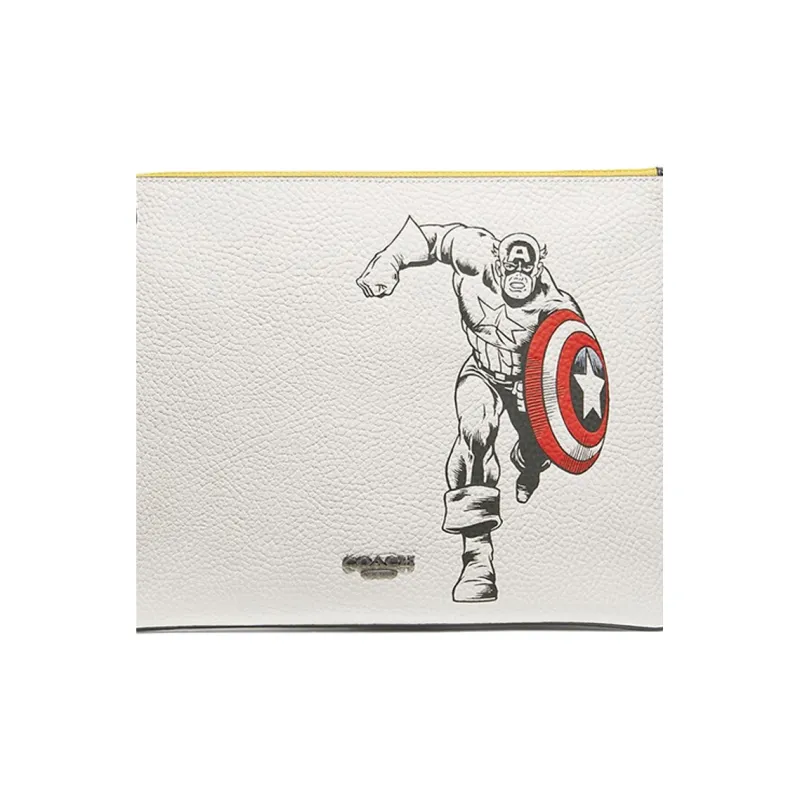 COACH MARVEL Collaboration Pouch Leather Clutch Tubas Women's White-2