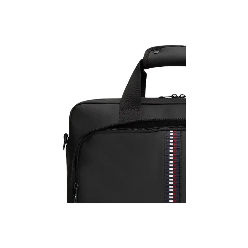 Tommy Hilfiger Polyester One Shoulder Crossbody Portable Laptop Bag Regular Men's Black-4