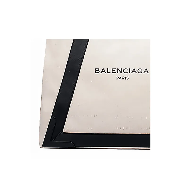 Balenciaga Cotton Canvas With Calfskin Tote Bag Shopping Bag Canvas Bag Handbags Medium Size Women's White-3