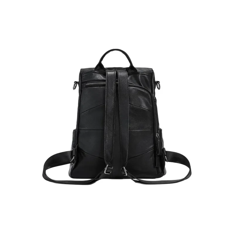 LARTIGENT Cow Leather Backpack Regular Unisex Black-2