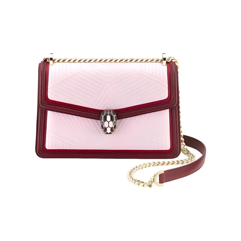 BVLGARI Serpenti Diamond Blast Calfskin Crossbody Bag Shoulder Bag Small Size Women's Rose-1