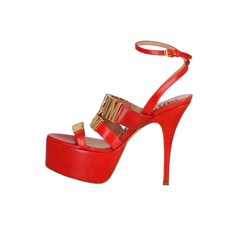 MOSCHINO Strap Sandals 12cm Women's Red-0