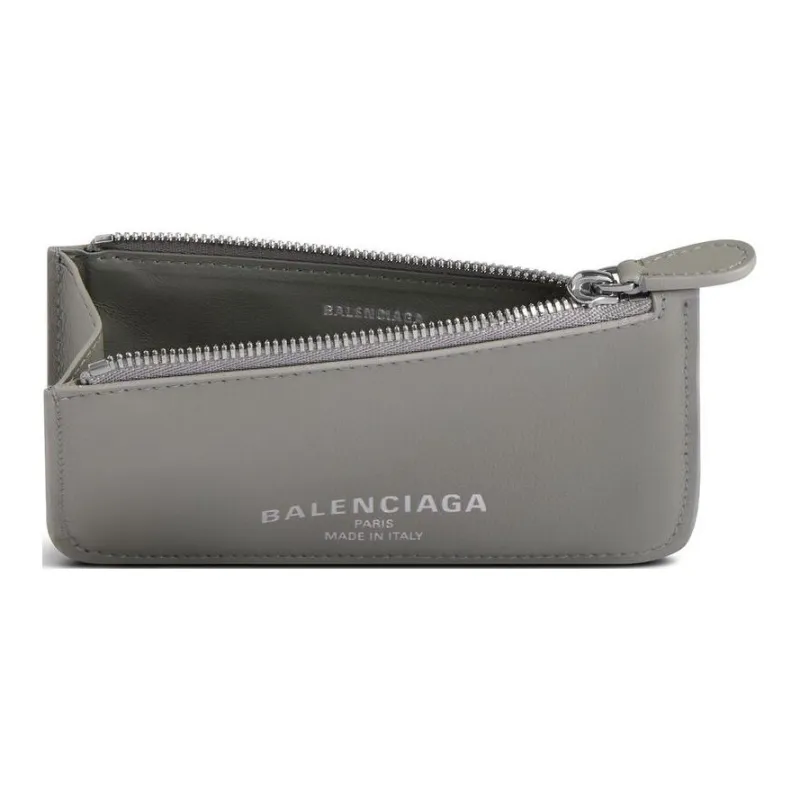 Balenciaga Cash Smooth Cow Leather Card Holder Women's Gray-2