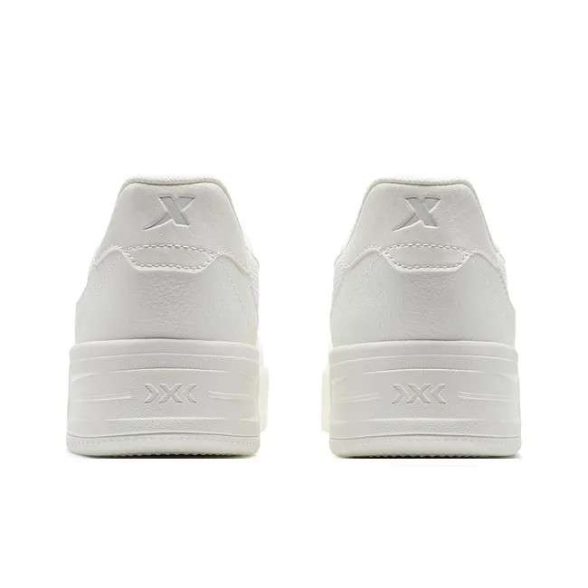 XTEP Air Force One Wear-Resistant Slip-Resistant Height Increasing Low-Top Skateboard Shoes Women's White Gray-4