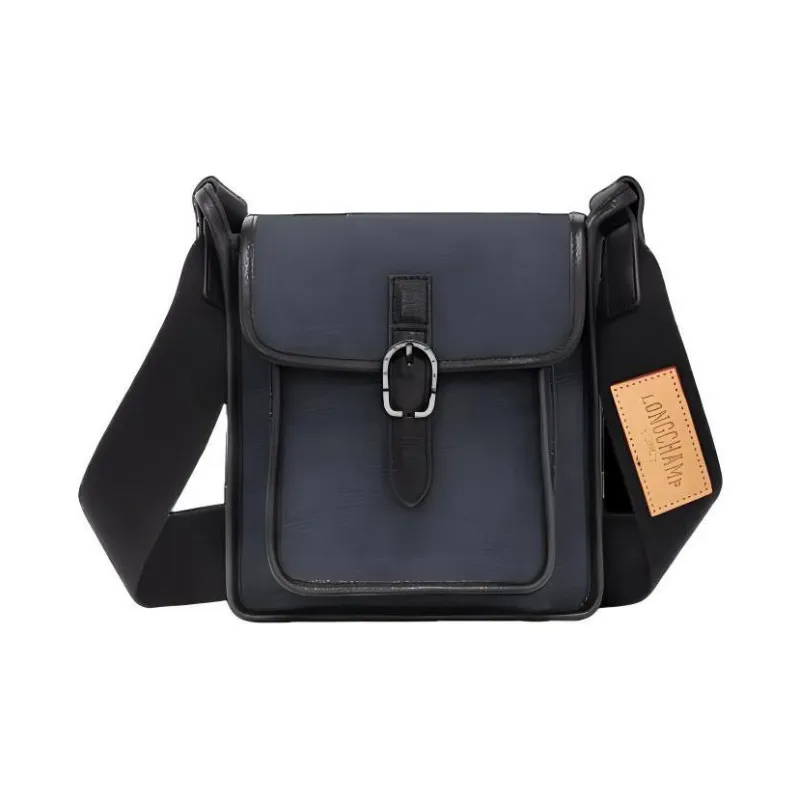 LONGCHAMP Le Foulonné Denim Cotton Canvas Crossbody Bag Shoulder Bag Women's Marine Blue-0