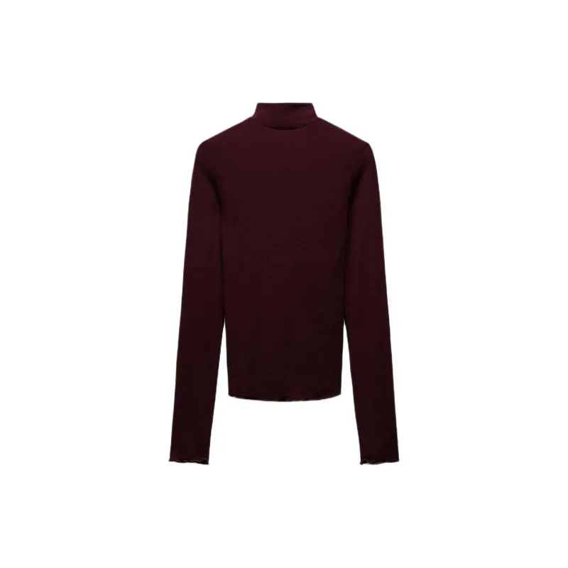 ZARA T-Shirt Women's Burgundy Red-1