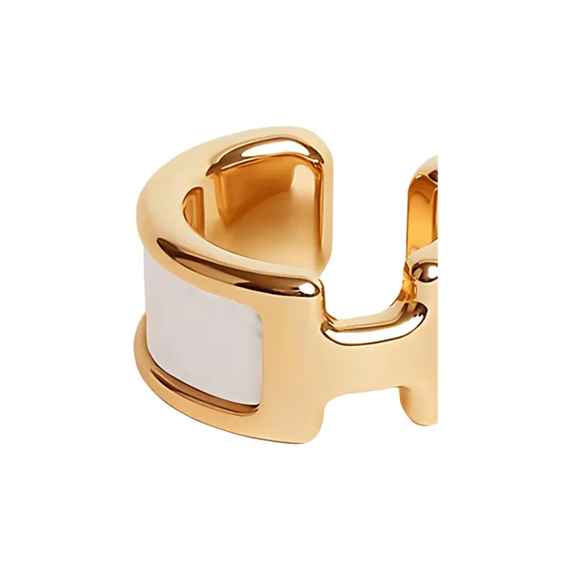 HERMES Metal Clip-On Earrings Women's White-1