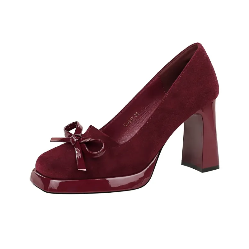QITUMAUL Chunky Heel High Heels 9cm Women's-7