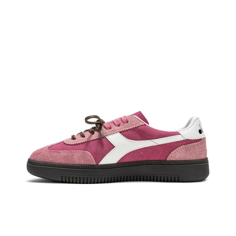Diadora Saunter BOLD Wear-Resistant Low-Top Skateboard Shoes Unisex Fuchsia Aurora Pink Laser Silver Zircon Black-0