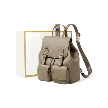 Narandu Cow Leather Backpack Medium Size Women's Elephant Grey / Midnight Black