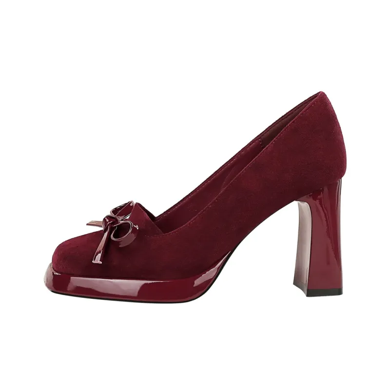 QITUMAUL Chunky Heel High Heels 9cm Women's-6