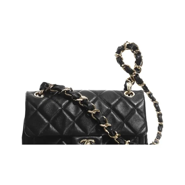 CHANEL Calfskin Pochette, Shoulder Bag, Crossbody Bag Trumpets Women's Black-4