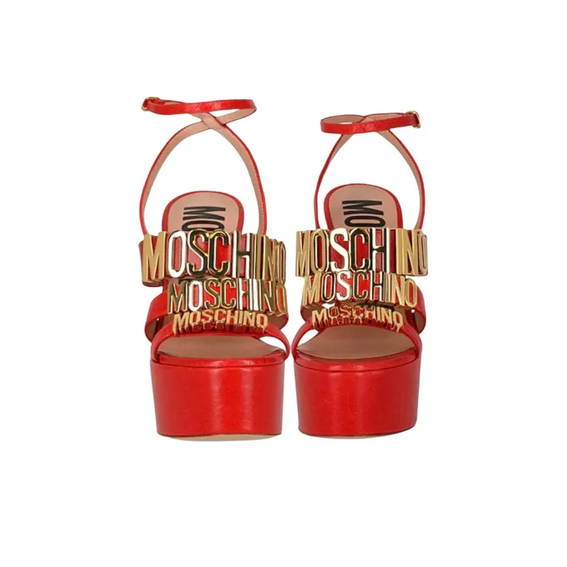 MOSCHINO Strap Sandals 12cm Women's Red-5