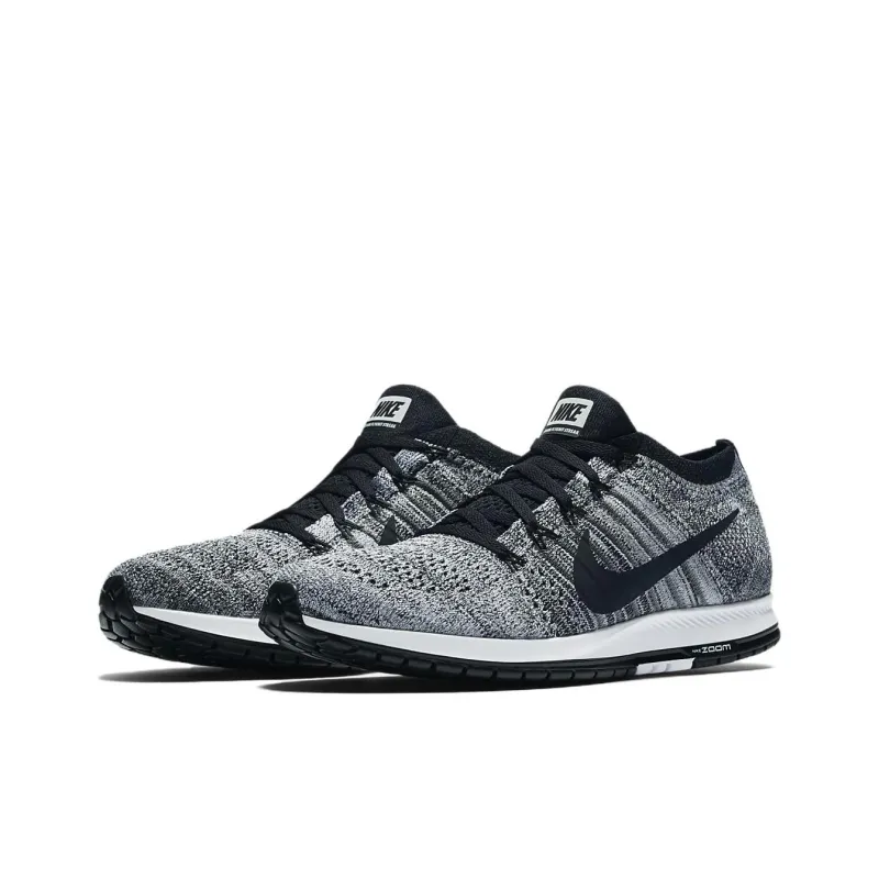 Nike Flyknit Streak Anti Slip Wear Resistant Low Top Running Shoes Unisex Black White-2