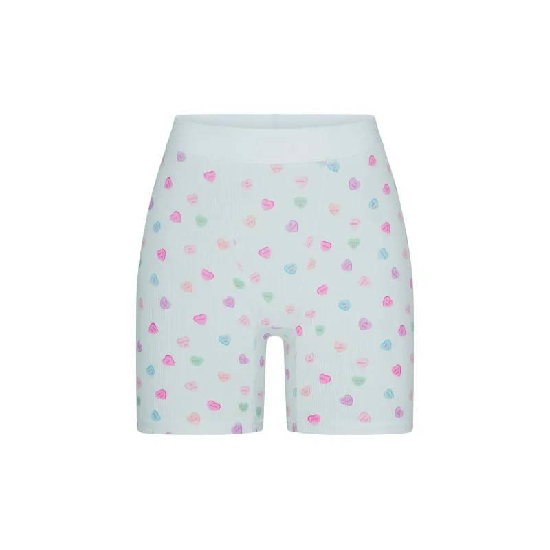 SKIMS Valentine's Day Collection SS25 SOFT LOUNGE BOXER Shorts Women's 1 Pack CLOUD CANDY HEART PRINT/Cloud Candy Print-0