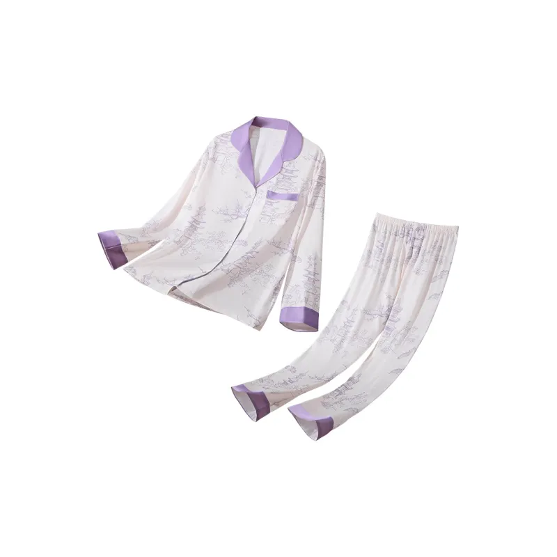 H-YXIANG Pajama Set Women's Hyacinth Purple-0