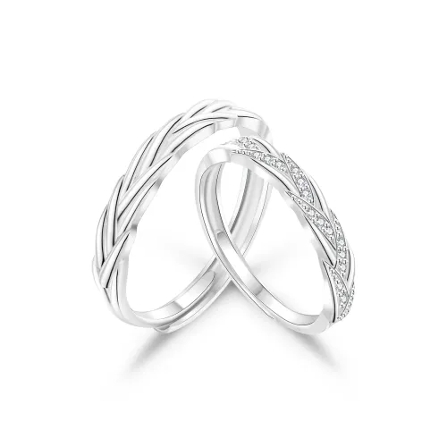 OWNCOOL 925 Silver Diamonds Ring Pair Unisex