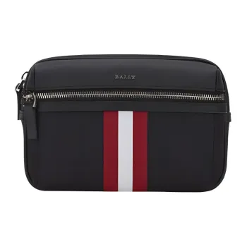 BALLY Fabric With Cow Leather Fanny Pack Men's Black