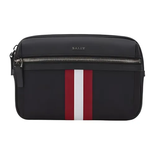 BALLY Fabric With Cow Leather Fanny Pack Men's Black