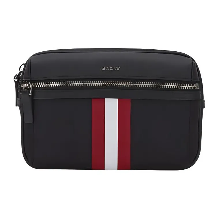 BALLY Fabric With Cow Leather Fanny Pack Men's Black-0