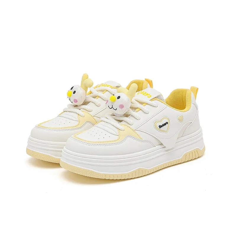Babaya Skateboard Shoes Women's Low Top Yellow/Pink-1