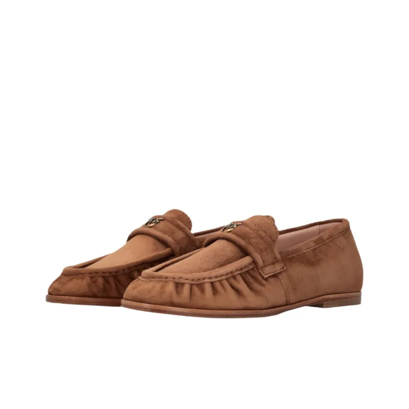 PINKO Love Birds Series Loafers Women's Brown-3