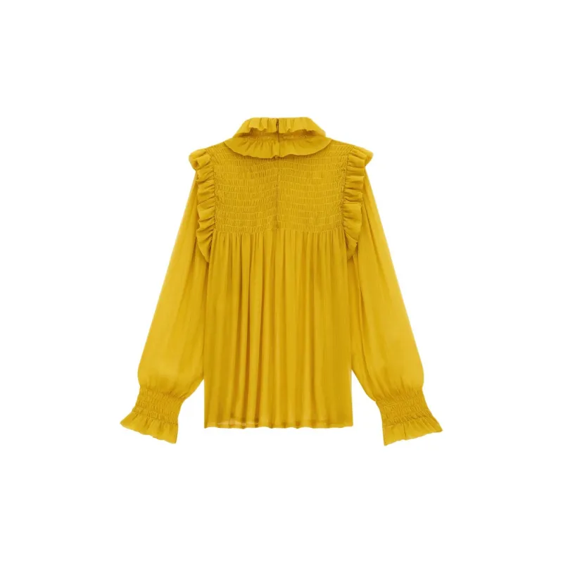 SAINT LAURENT Ruffled Long Sleeved Blouse-1