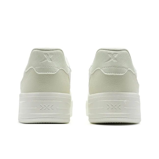 XTEP Air Force One Lightweight Slip-Resistant Coverage Low-Top Skateboard Shoes Women's White Green Apricot-4