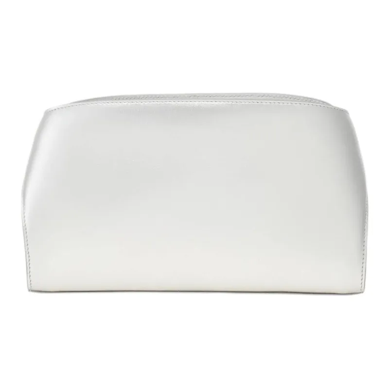 FERRAGAMO Calfskin Shoulder Bag Crossbody Bag Mini Women's Silver-3