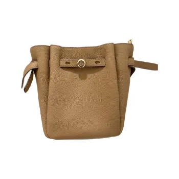 TORY BURCH Romy Bucket Cow Leather Crossbody Bag, Shoulder Bag Trumpets Women's Tiramisu