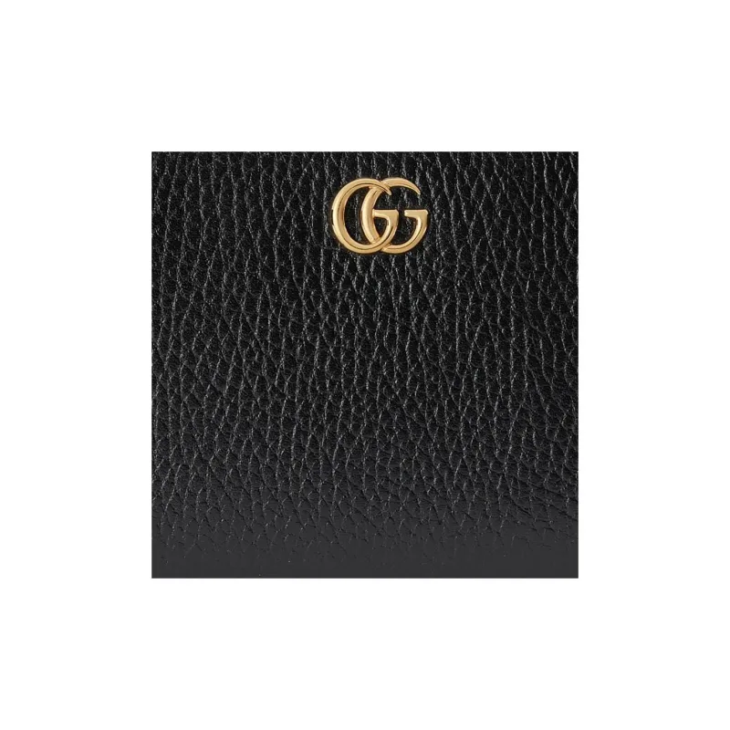 GUCCI Double G Leather Wallet Women's Black-4