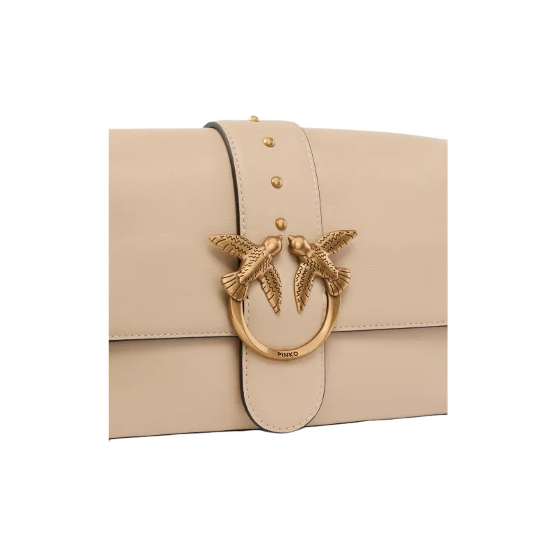 PINKO Love Bag Cow Leather Shoulder Bag Large Size Women's Light Umber-3