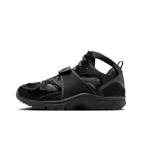 Corteiz x Nike Air Trainer Huarache Cushioning Wear Resistant Mid Top Vintage Basketball Shoes Men's Black