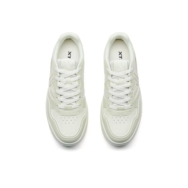 XTEP Air Force One Lightweight Slip-Resistant Coverage Low-Top Skateboard Shoes Women's White Green Apricot-3
