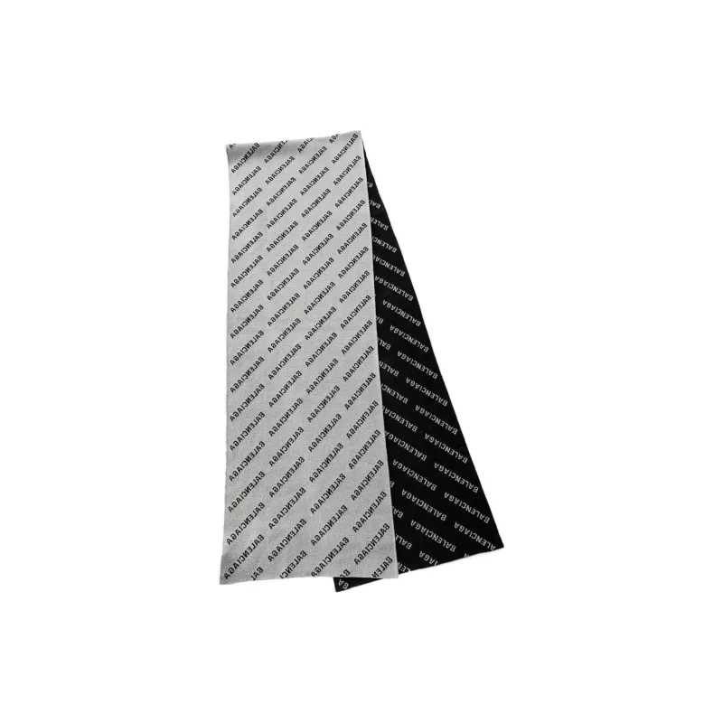 Balenciaga Wool Knit Scarves Unisex Gray Black Double-Sided-1