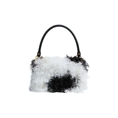 APEDE MOD Shearling Cow Leather Square Bag Shoulder Bag Handbag Shoulder Bag Women's Black/White Shag