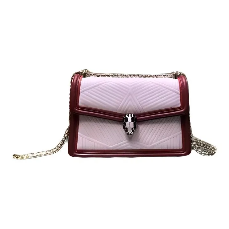 BVLGARI Serpenti Diamond Blast Calfskin Crossbody Bag Shoulder Bag Small Size Women's Rose-0