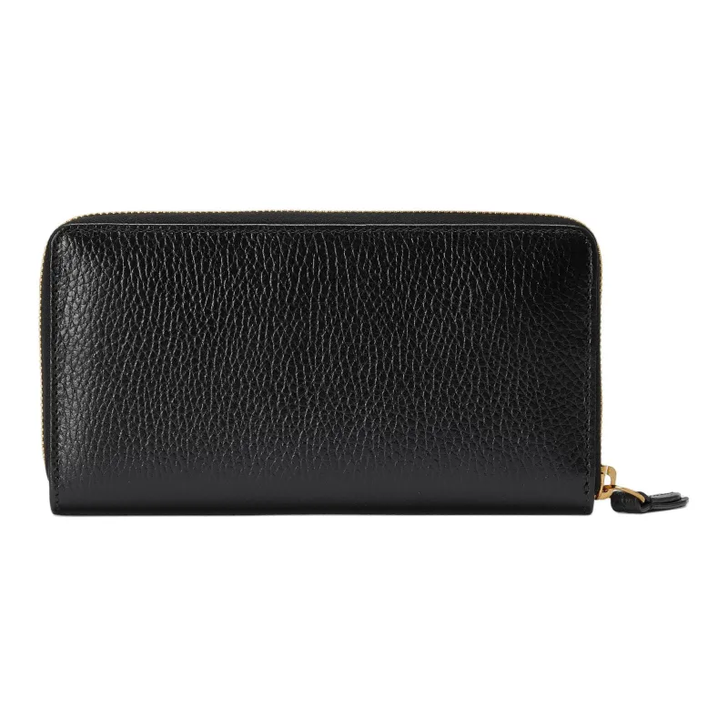 GUCCI Double G Leather Wallet Women's Black-2