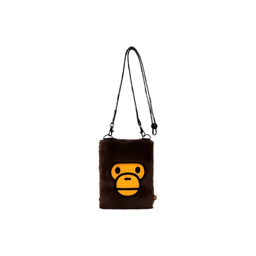 A BATHING APE Polyester Cell Phone Pouch Shoulder Bag Crossbody Bag Unisex Brown