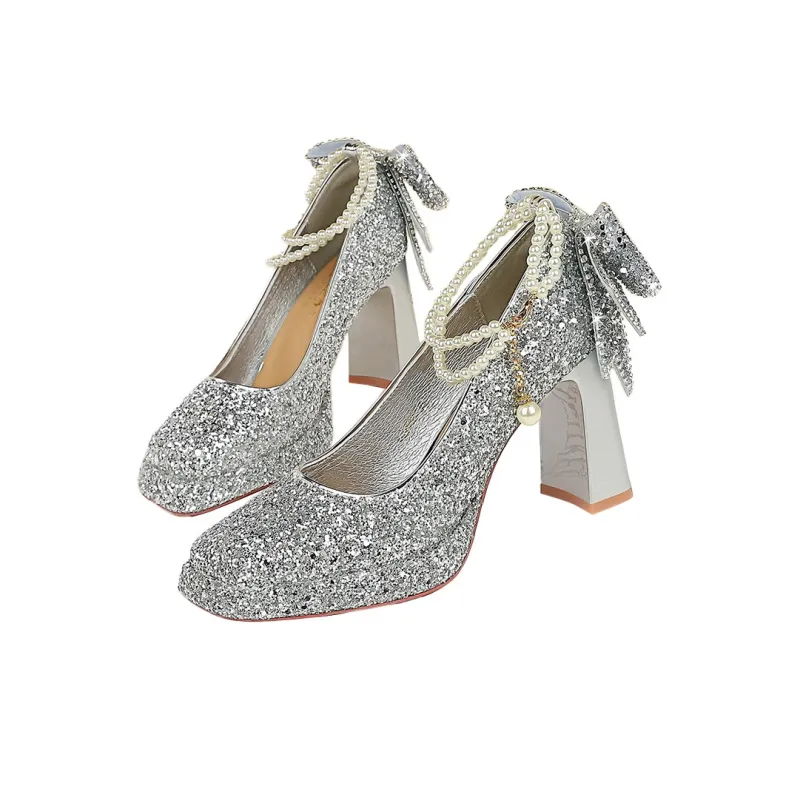 QITUMAUL Chunky Heel High Heels 9cm Women's-8