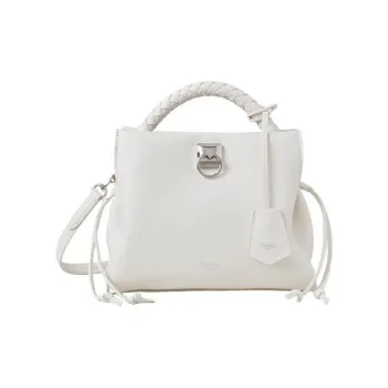 Mulberry Grained Cow Leather Shoulder Bag Crossbody Bag Handbag Small Size Women's White