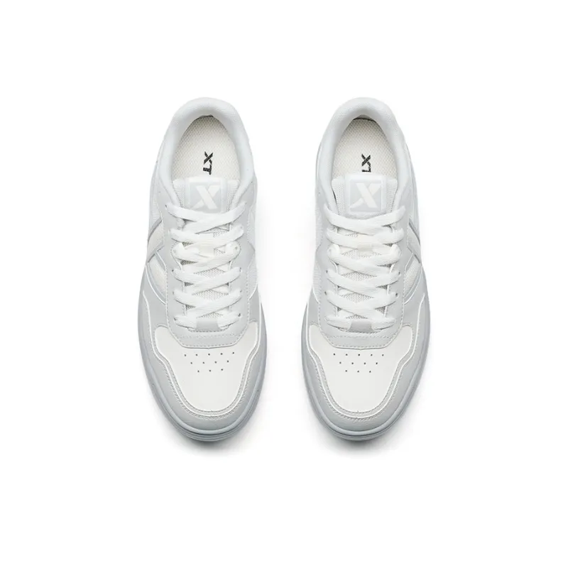 XTEP Air Force One Lightweight Wear-Resistant And Slip-Resistant Low-Top Skateboard Shoes Women's Gray White-3