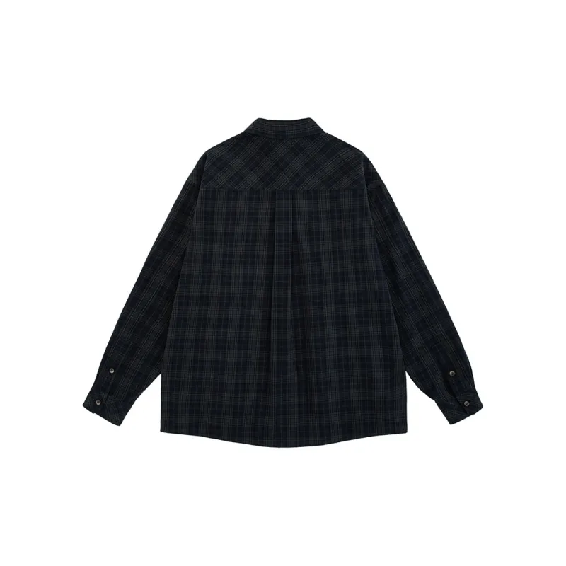 URBAN STANDARD Shirt Men's Navy Blue Plaid-1