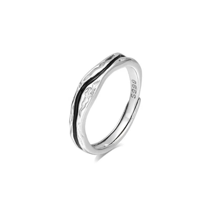 ENFANTIN S999 Fine Silver Glue Drip Rings Unisex-6