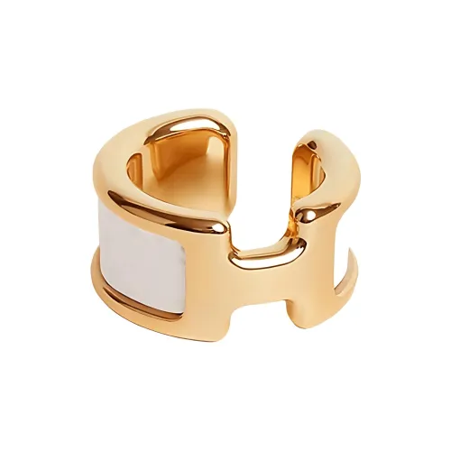 HERMES Metal Clip-On Earrings Women's White