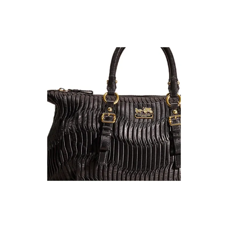 COACH Madison Leather Briefcase Shoulder Bag Crossbody Bag Handbag Large Size Women's Brass/Black-1
