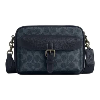 COACH Coated Canvas Crossbody Bag Shoulder Bag Small Size Men's Midnight Navy