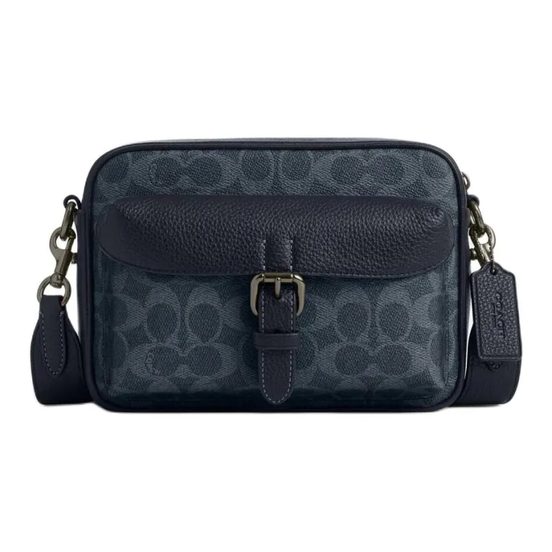 COACH Coated Canvas Crossbody Bag Shoulder Bag Small Size Men's Midnight Navy-0