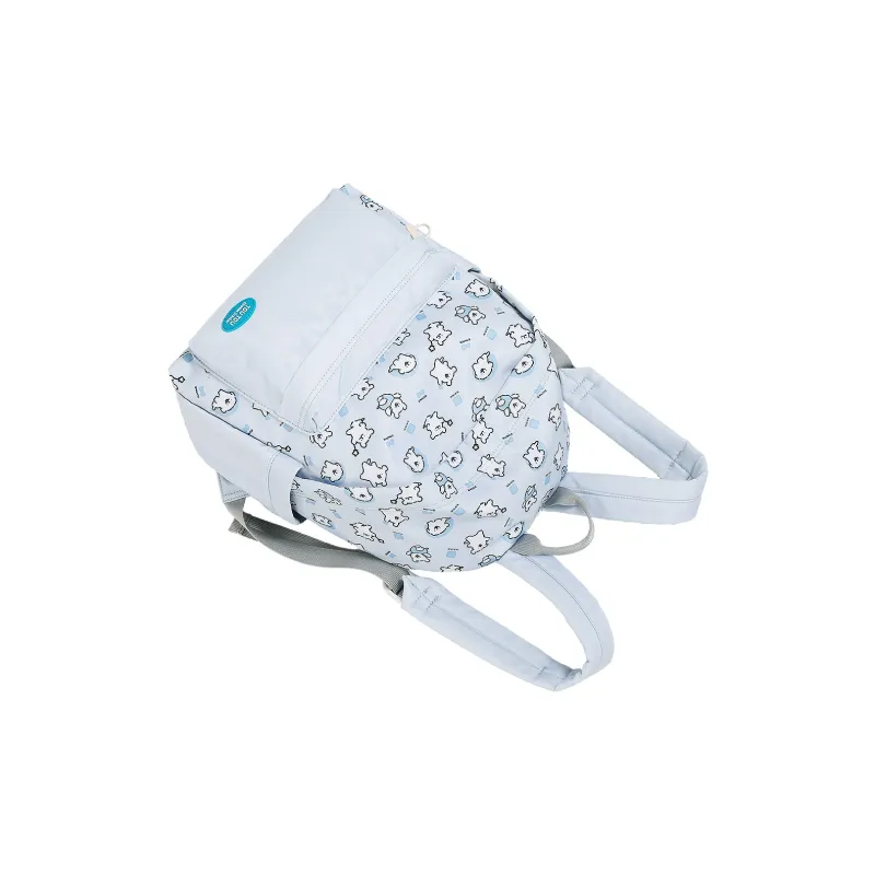 TOUTOU Maltese Collaboration Fabric Backpack Large Size Women's Cream Yellow/Sea Salt Blue-11